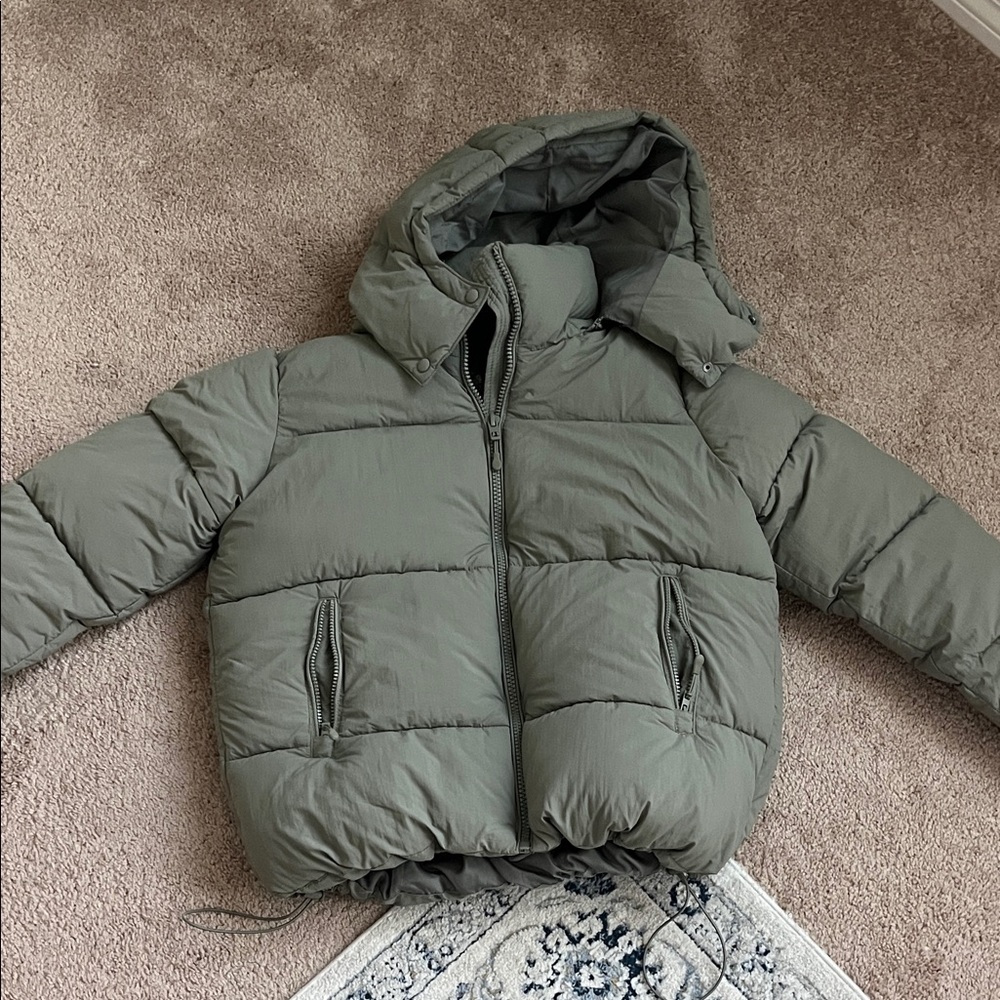 Kids Olive Green Puffer Jacket